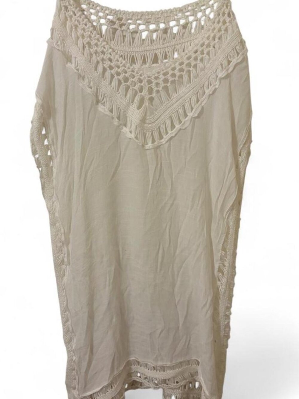 White Crochet Flowy Cover Up